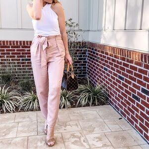 Pink Paperbag Belted Trousers (M)